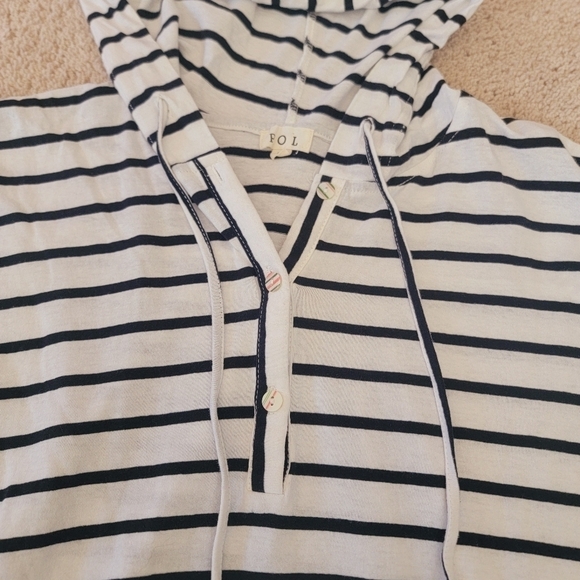 Pol Striped Hooded Top M - Picture 2 of 8